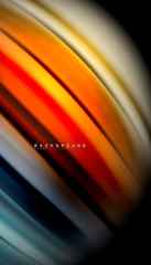 Abstract wave lines fluid rainbow style color stripes on black background