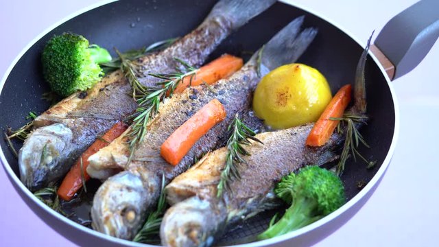 Frying Fish By Oil In The Pan, Fried In Frying Pan With Hot Oil