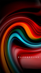 Fluid mixing colors, vector wave abstract background