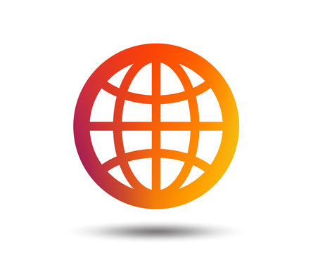Globe sign icon. World symbol. Blurred gradient design element. Vivid graphic flat icon. Vector