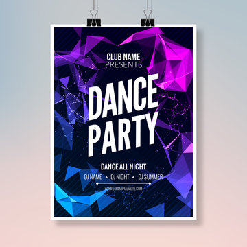 Dance music party template, dance party flyer, brochure. Party club creative banner or poster for DJ
