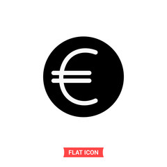 Obraz premium Euro vector icon, money symbol. Simple illustration for web or mobile app