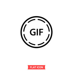 Gif vector icon, simple illustration for web or mobile app