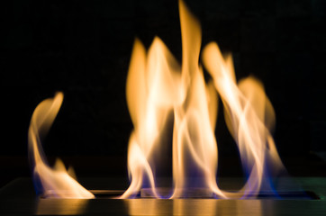 Beautiful texture of fire, fireplace with ethanol.