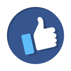 Like Icon. Thumb UP, Hand or Finger Illustration or Finger Illustration on blue Background. Symbol of positive. Rate Choice for Social Media, Web and Apps. Vector illustration.