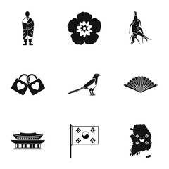Stay in South Korea icons set. Simple illustration of 9 stay in South Korea vector icons for web