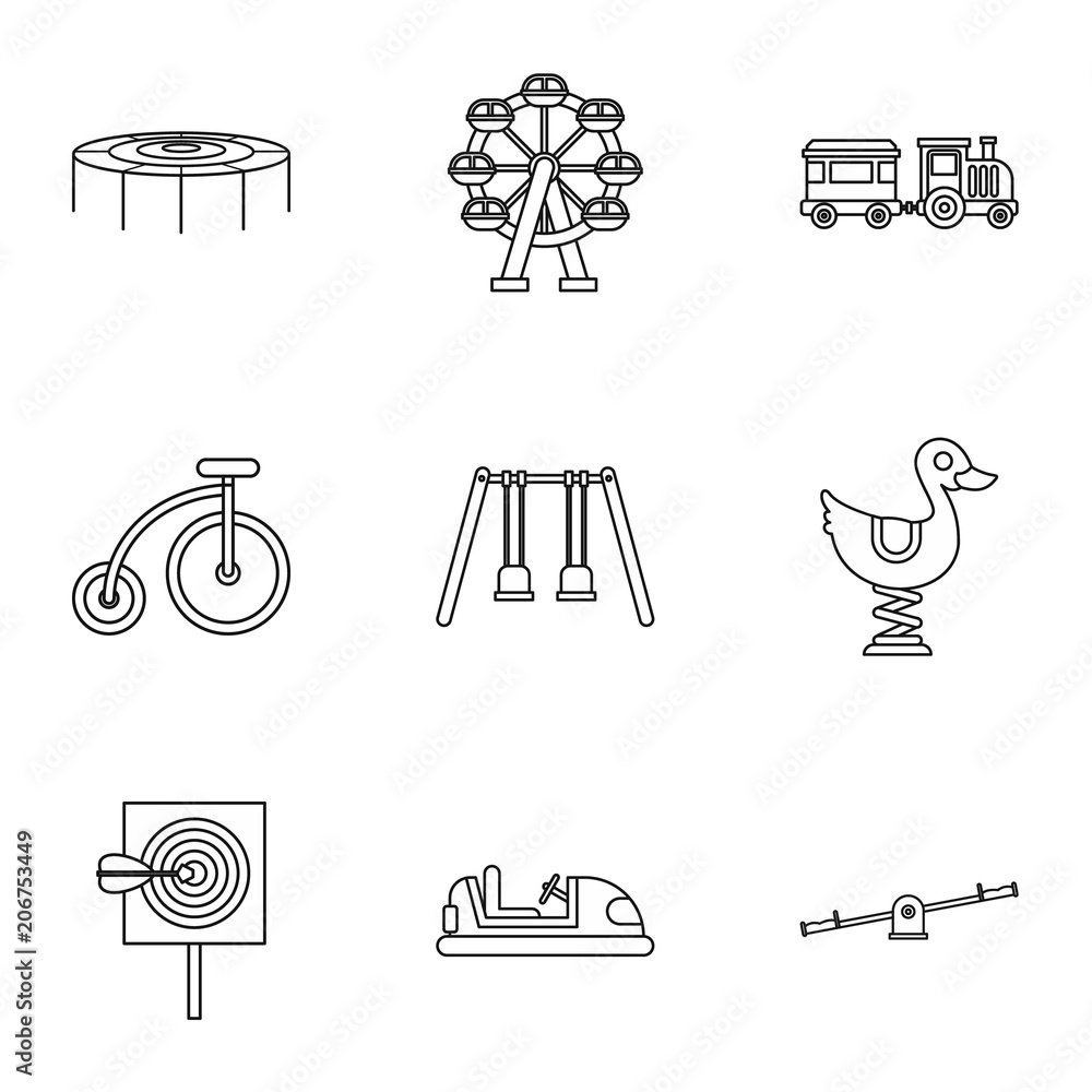 Poster swing icons set. outline illustration of 9 swing vector icons for web