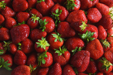 bright and juicy strawberries, the texture of the berries