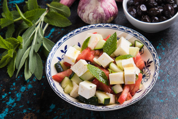 Greek salad with feta cheese