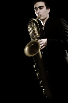 Saxophone player Jazz musician. Saxophonist
