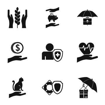 Assurance icons set. Simple illustration of 9 assurance vector icons for web