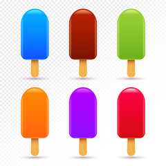 Vector ice cream set. Icecream with chocolate flavor, different color illustration