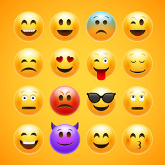 Vector emoticons emoji set. Smile face character for chat web