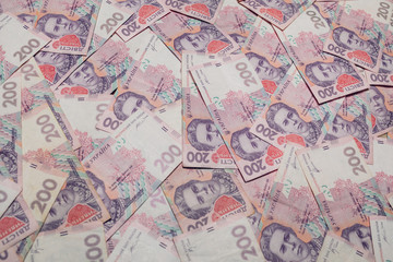Fototapeta na wymiar Modern Ukrainian money background - hryvnia. 200 banknotes. UAH. Money concept