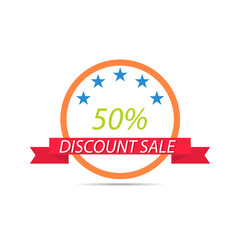 Discount sticker sale on white background. Vector illustration .