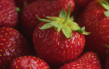 bright and juicy strawberries, the texture of the berries