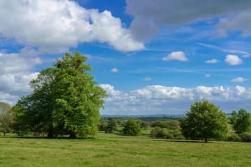 Scene across farmland in Herefordshire in UK
