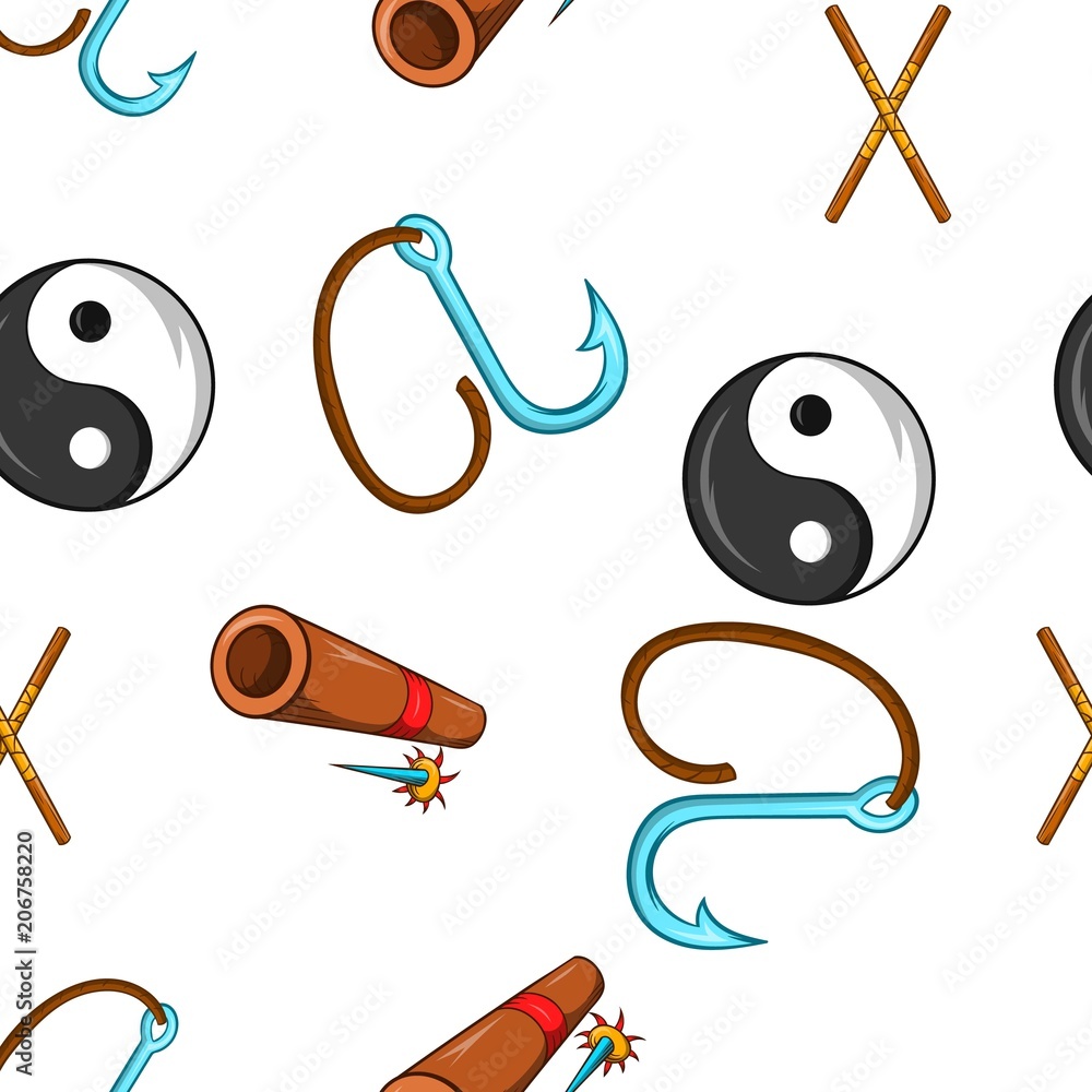 Poster ninja pattern. cartoon illustration of ninja vector pattern for web