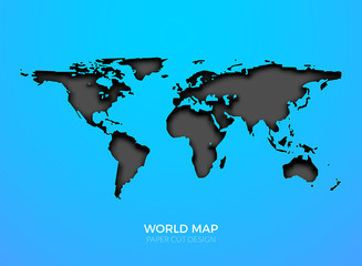 World vector map template isolated. World earth geography global design of atlas background