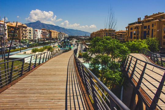 Boulevard San Pedro de Alcantara. Promenade in the city of San Pedro de Alcantara, Marbella. Malaga Province, Andalusia, Spain. Picture taken &ndash; 22 may 2018.