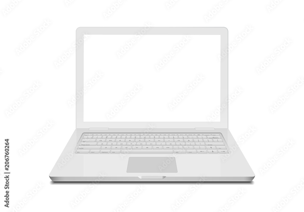Poster laptop isolated white notebook on white. monitor screen and keyboard technology. laptop modern compu