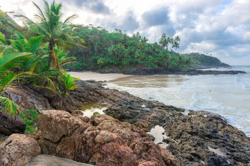 View of Havaizinho rocky beach late afternoon