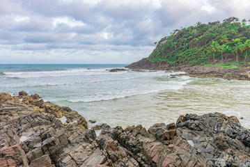 Fototapeta na wymiar Gamboa beach view in Brazil near Itacare