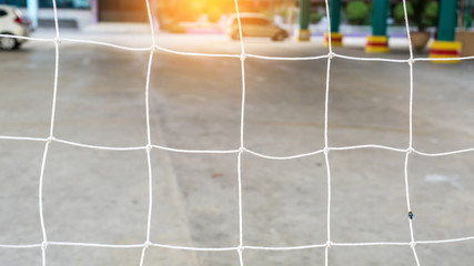 Closeup of soccer goal net
