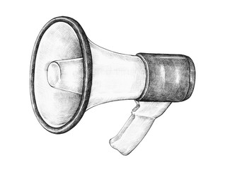 Hand-drawn megaphone illustration