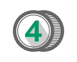 four number initial numeric icon image vector icon