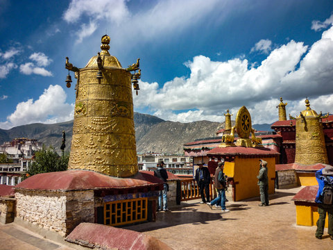 The rooftop of the Jokhang Temple, Lhasa, Tibet
