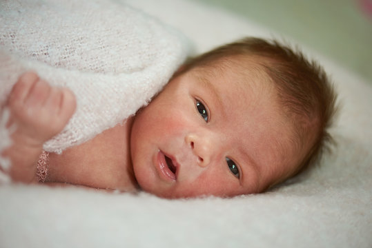 Clean awake newborn baby