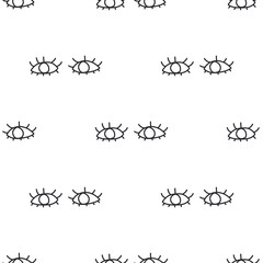 Pattern opened human eyes with eyelashes on white background. Seamless pattern background looking eyes.