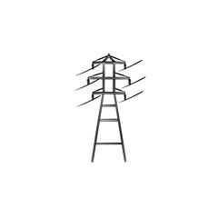 Electrical wire power line hand drawn outline doodle icon. High voltage line concept vector sketch illustration for print, web, mobile and infographics isolated on white background.