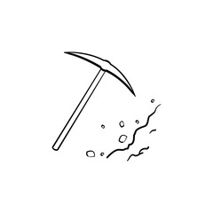 Pickaxe chisel for mining industry hand drawn outline doodle icon. Hand tool for mining vector sketch illustration for print, web, mobile and infographics isolated on white background.