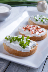 Sour cream spread with home made bread