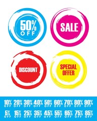 brush stroke circle background. vintage and trendy backgrounds set. tag, badge, sale, discount, special offer.
