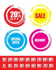brush stroke circle background. vintage and trendy backgrounds set. tag, badge, sale, discount, special offer.
