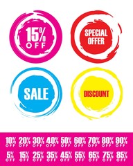 Obraz premium brush stroke circle background. vintage and trendy backgrounds set. tag, badge, sale, discount, special offer.
