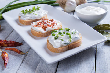 Sour cream spread with home made bread
