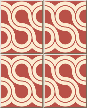 Ceramic tile pattern Spirl Curve Cross Frame Line