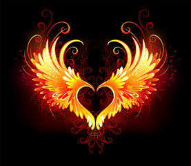 Angel fire heart with wings