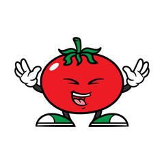 Cartoon Laughing Tomato Character