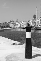 Mooring bollard on the harbor pier