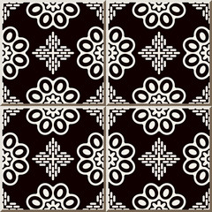 Ceramic tile pattern Round Curve Cross Frame Flower