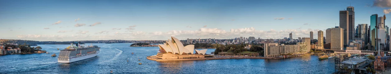 Zelfklevend Fotobehang Sydney Panoramisch uitzicht op de haven van Sydney en de skyline van de stad, Sydney NSW, Australië