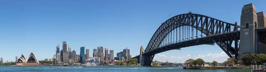 Poster Panoramisch uitzicht op de skyline en de haven van Sydney, Sydney, New South Wales, Australië © Michael Evans