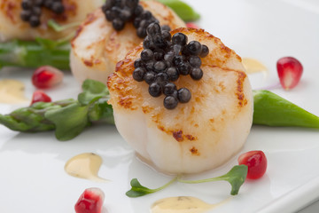 Scallops and Black Caviar