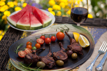 Grilled Lamb Chops In Garden
