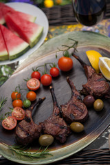 Grilled Lamb Chops In Garden